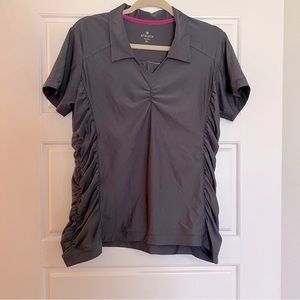 ATHLETA Birdie Polo Ruched Golf Shirt Dark Gray size XL